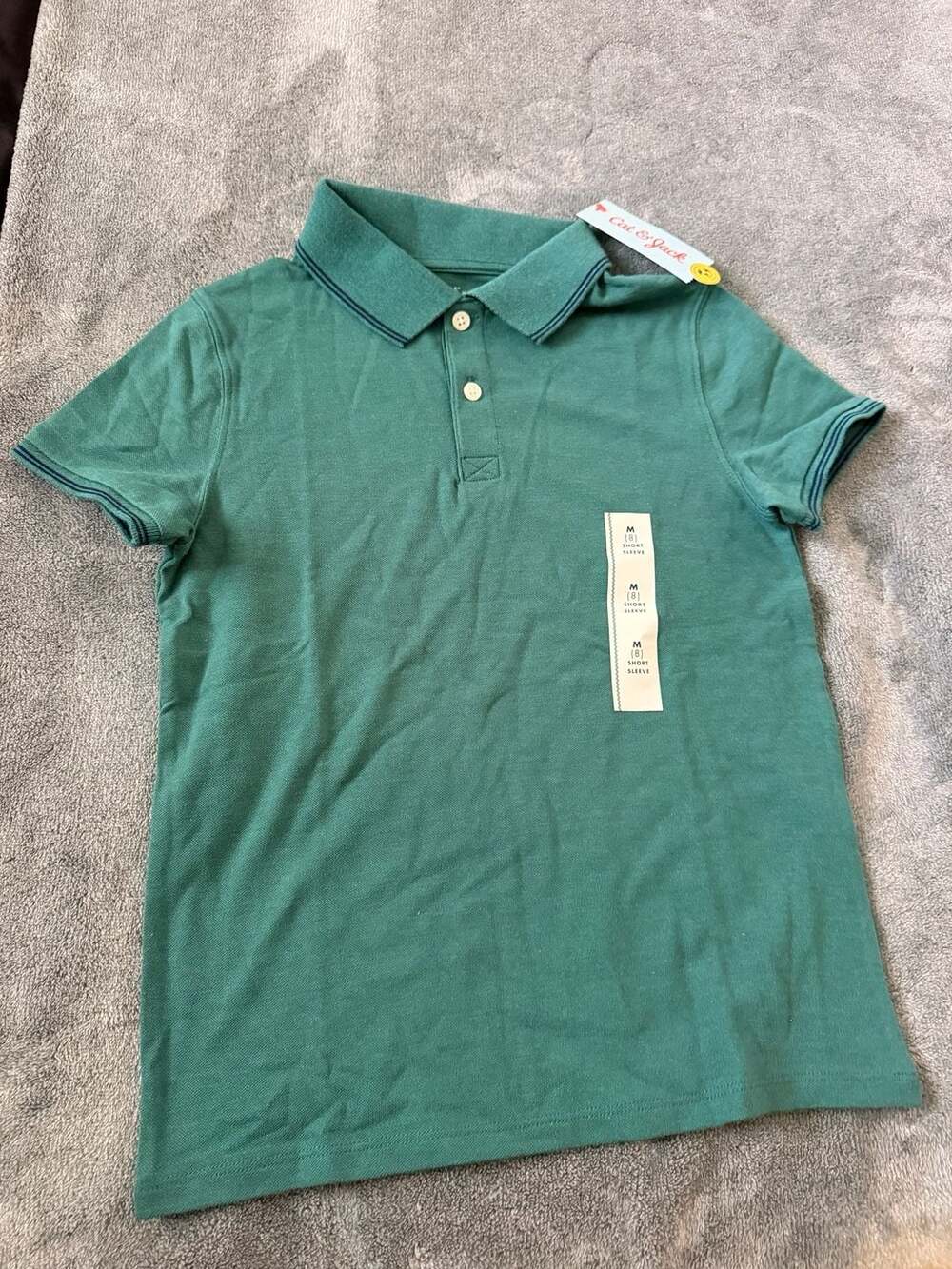 Cat & Jack Green Pique Polo Shirt Size M (8)
